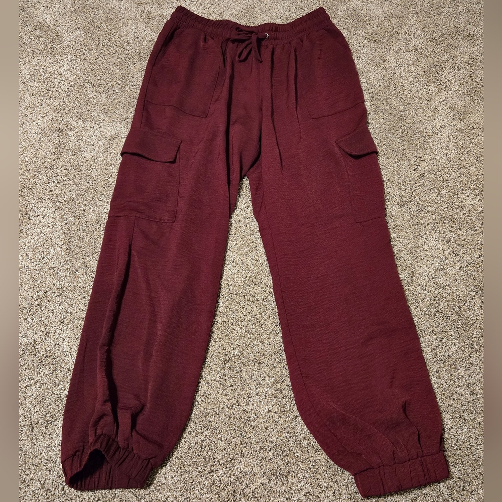 Maurices Burgundy Cargo Pants